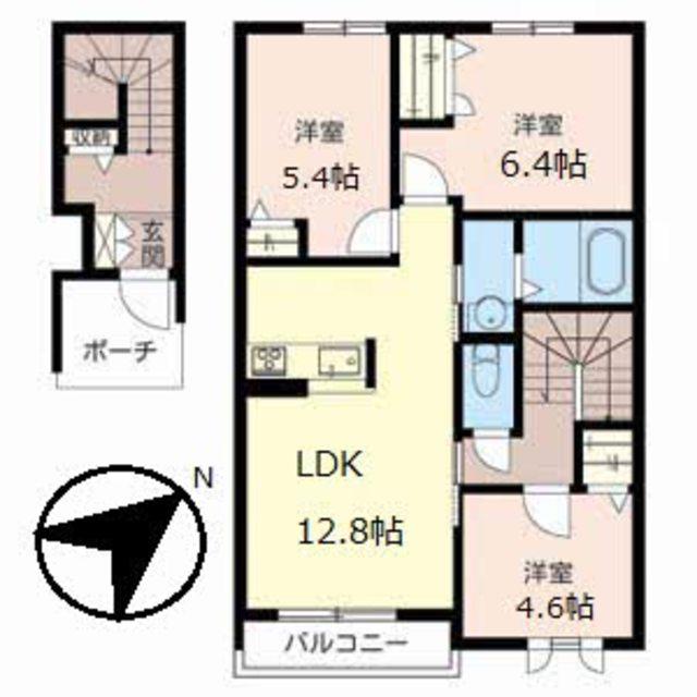 ルサンティエ(3LDK/2階)の間取り写真