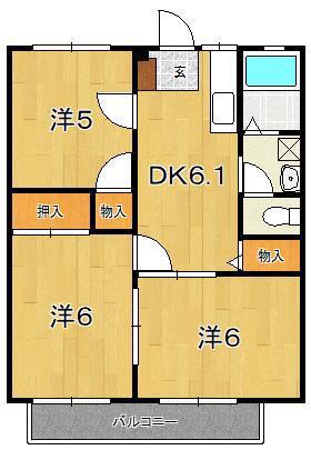NBホームズ鴨宮(3DK/2階)の間取り写真