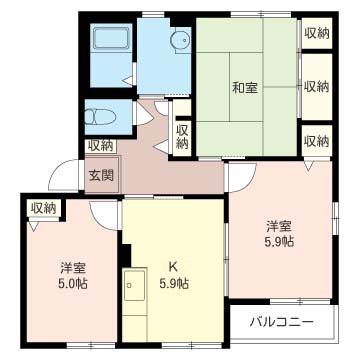 エーデルI(3K/2階)の間取り写真