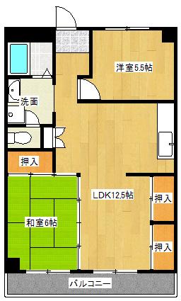 新潟昭和ビル(2LDK/6階)の間取り写真