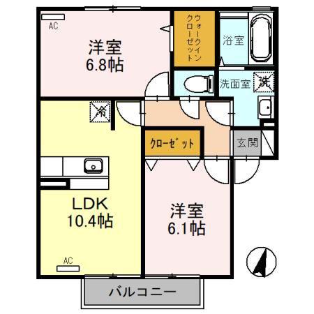 アクシス南大塚(2LDK/2階)の間取り写真