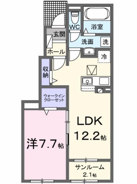 うららII(1LDK/1階)の間取り写真