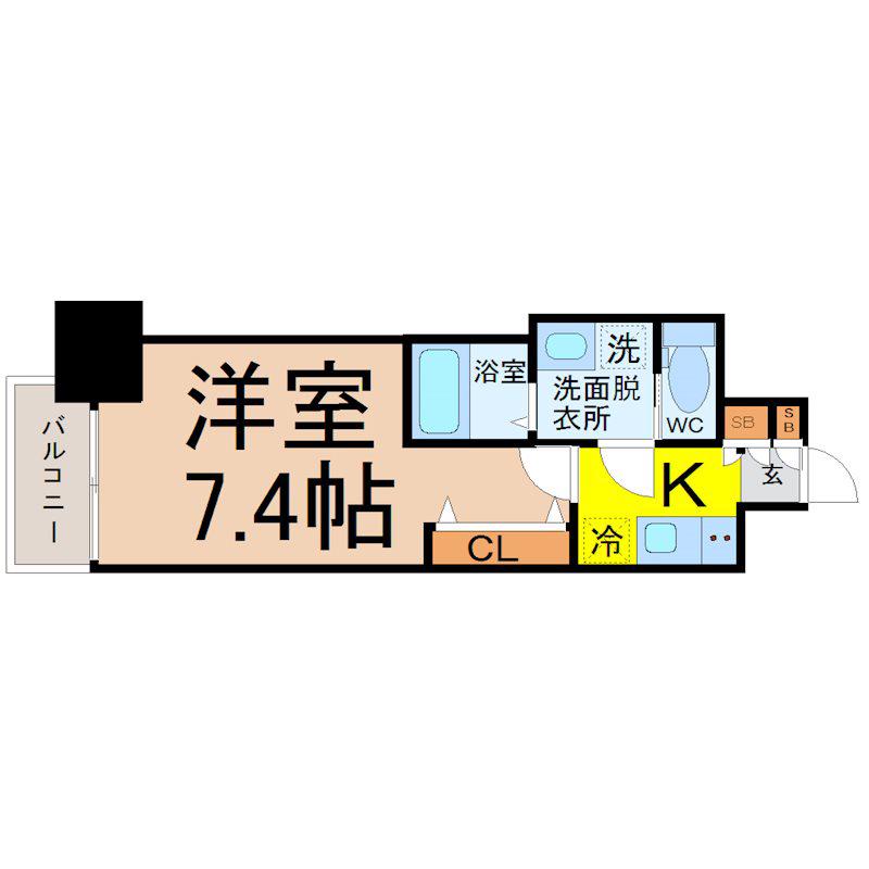 S-RESIDENCE名駅南(1K/6階)の間取り写真