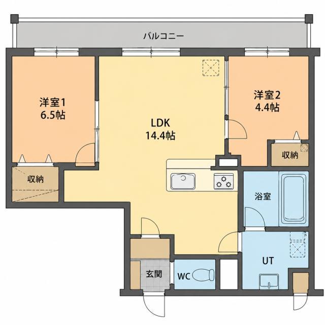 FELICIAS(2LDK/3階)の間取り写真