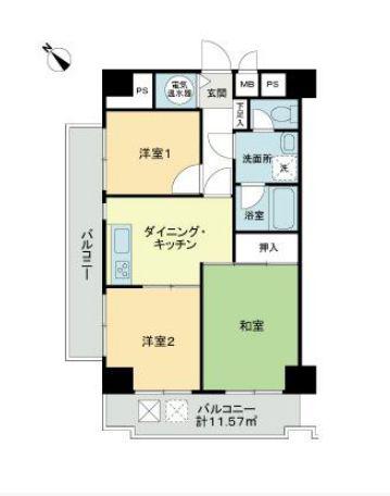 ライオンズプラザお茶の水(3DK/5階)の間取り写真