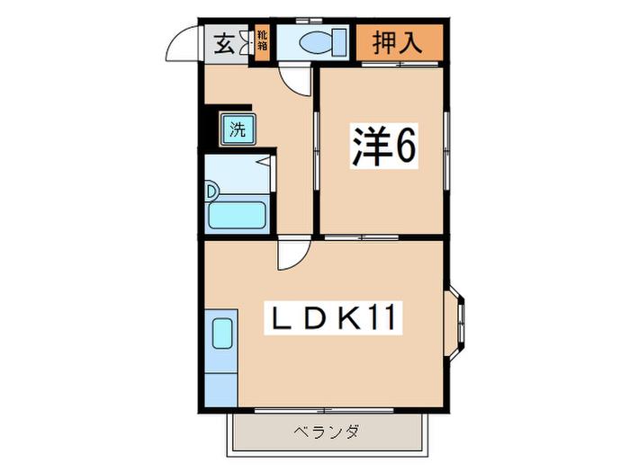 コーポイケノイワ(1LDK/2階)の間取り写真