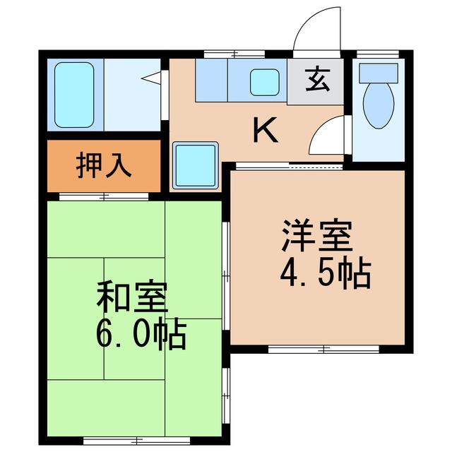 シャトーニシワキ(2K/4階)の間取り写真