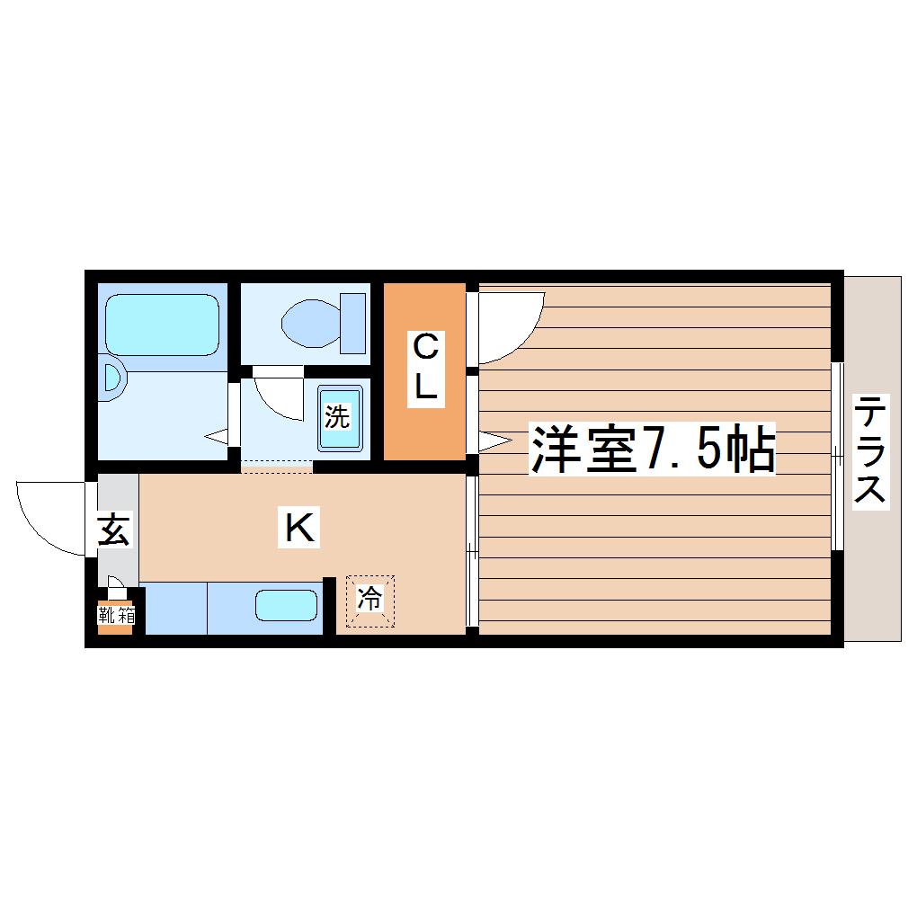 ターフハイツ(1K/2階)の間取り写真