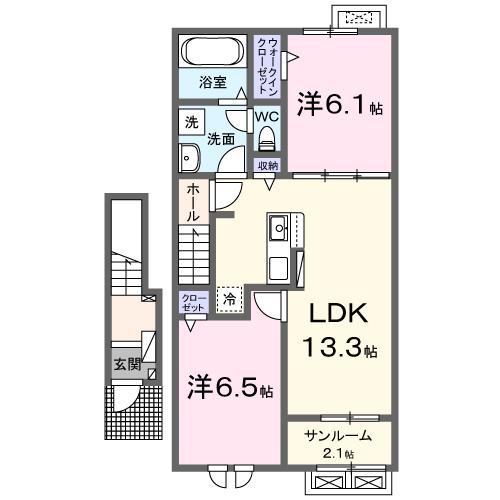 レジデンス友(2LDK/2階)の間取り写真