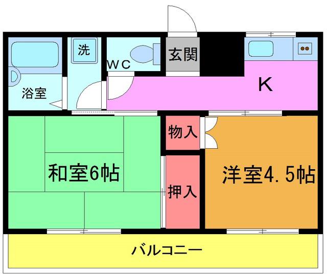 MOハイツ(2K/2階)の間取り写真