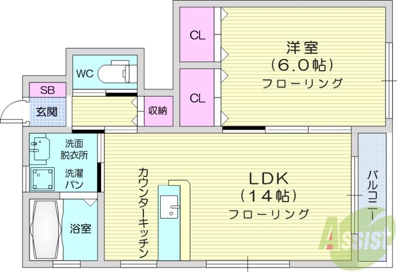 STAY GOLD(1LDK/1階)の間取り写真