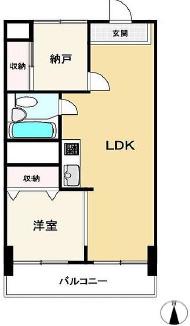 西船橋永谷マンション(1SLDK/3階)の間取り写真