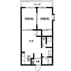 泰明ハイツ1(2DK/1階)の間取り写真