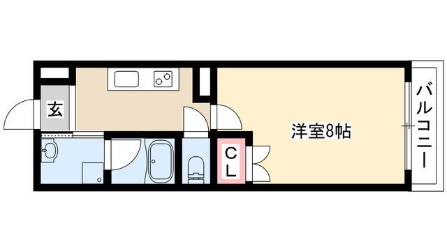 アールズヒルズ社台(1K/2階)の間取り写真