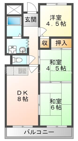 新橋中野マンション(3DK/6階)の間取り写真