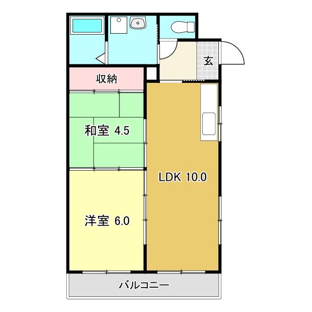 ラフィネ西秦(2LDK/3階)の間取り写真