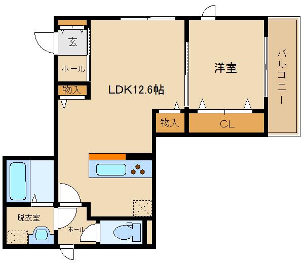 カーサヴェッキオ(1LDK/1階)の間取り写真