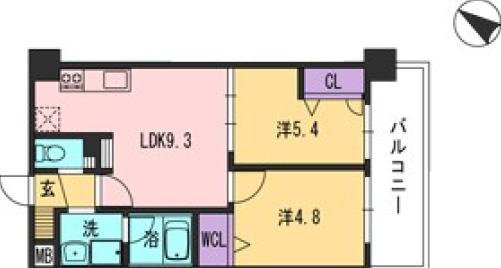 コンダクト福岡東(2LDK/7階)の間取り写真