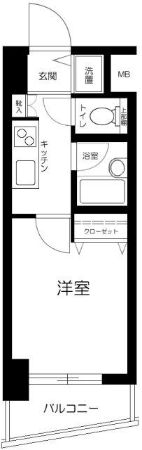 クレアシオン六本木(1K/2階)の間取り写真