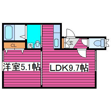 モンレーヴ篠路(1LDK/3階)の間取り写真