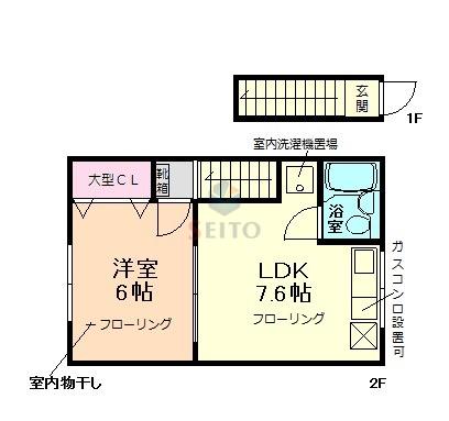 シャトー岡村 A棟(1LDK/1階)の間取り写真