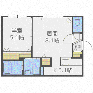 グランメールSARA(1LDK/2階)の間取り写真