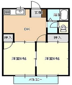 ホリグチコーポI(2DK/2階)の間取り写真