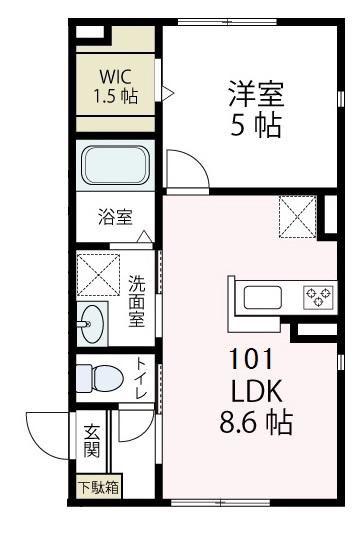 ネストつづき(1LDK/1階)の間取り写真