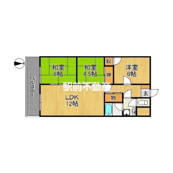 若林ビル(3LDK/7階)の間取り写真