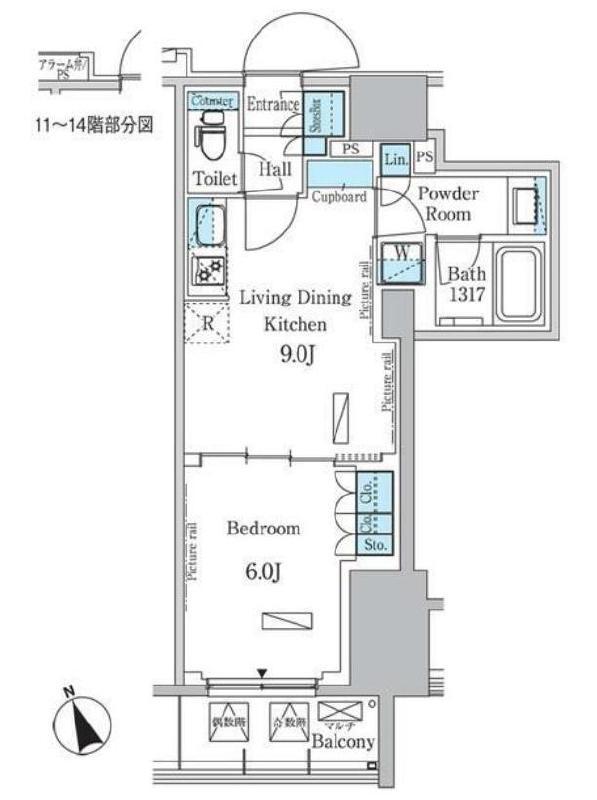 パークアクシス浅草レジデンス(1LDK/13階)の間取り写真
