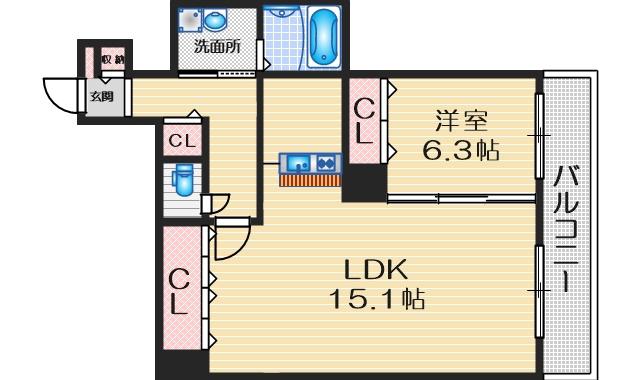 アカツキハイツ(1LDK/9階)の間取り写真