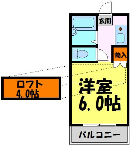 CONRAD宝塚(1K/2階)の間取り写真