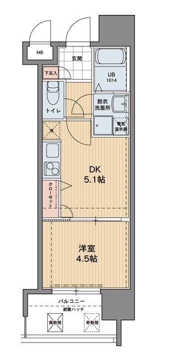 エクセレンシア天神(1DK/6階)の間取り写真