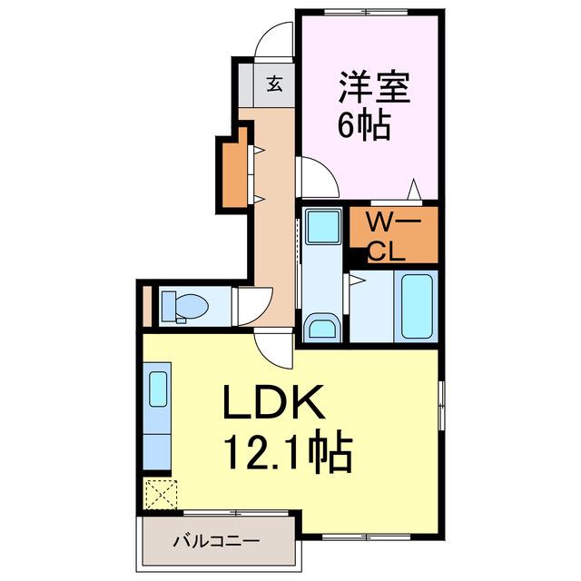 さくらハイツD棟(1LDK/1階)の間取り写真