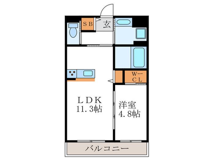 クラージュロシェ(1LDK/2階)の間取り写真