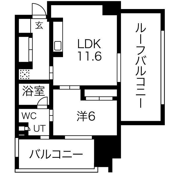 白川公園パークマンション(1LDK/2階)の間取り写真