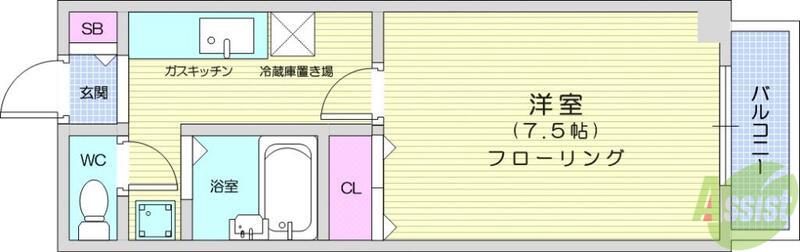 コーポラス駒の湯(1K/3階)の間取り写真