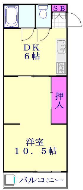 戸ヶ崎コーポ(1DK/3階)の間取り写真