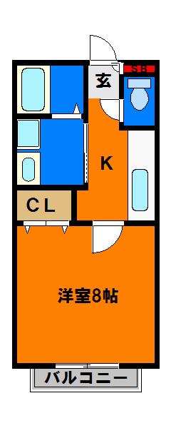 エクセル9(1K/1階)の間取り写真