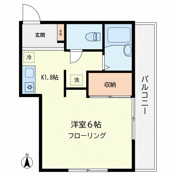 東急東横線 学芸大学駅 徒歩10分 3階建 築31年(1K/2階)の間取り写真