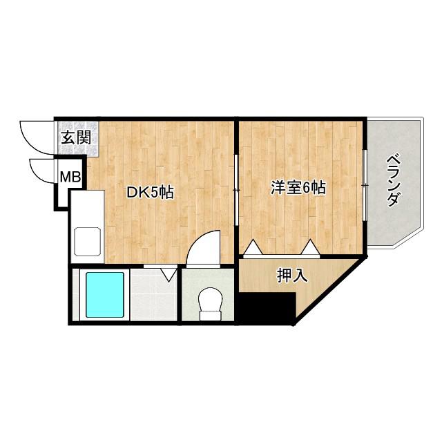 パルテール夕陽ヶ丘(1DK/3階)の間取り写真