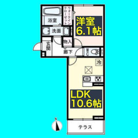 D-ROOM名駅B棟(1LDK/1階)の間取り写真