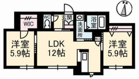 シャーメゾン元町(2LDK/1階)の間取り写真