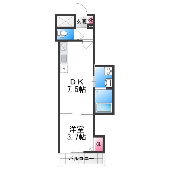 F ASECIA PUR 湊(1DK/2階)の間取り写真