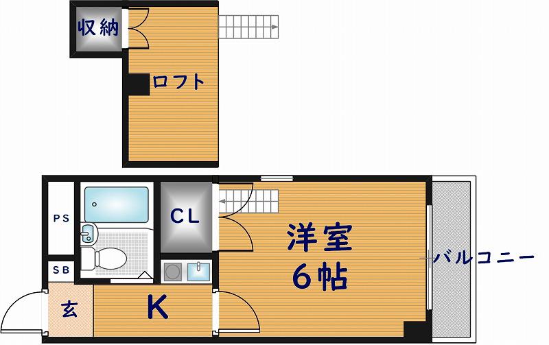 ラパンプラス(1K/4階)の間取り写真