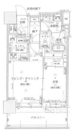 パークタワー西新宿エムズポート(1LDK/3階)の間取り写真
