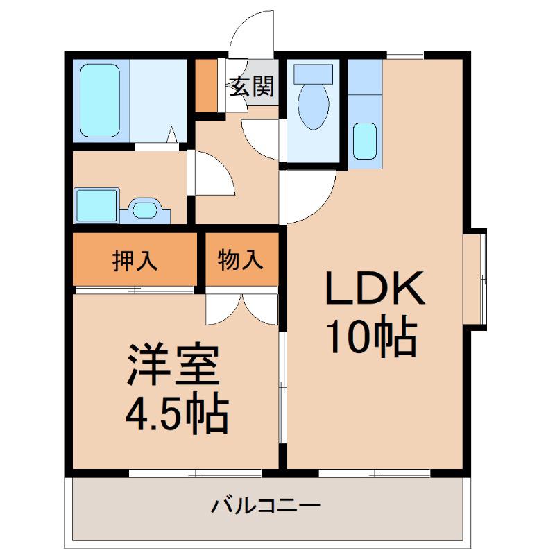 グランヒル小川(1LDK/2階)の間取り写真