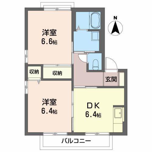 レジデンスK(2DK/2階)の間取り写真