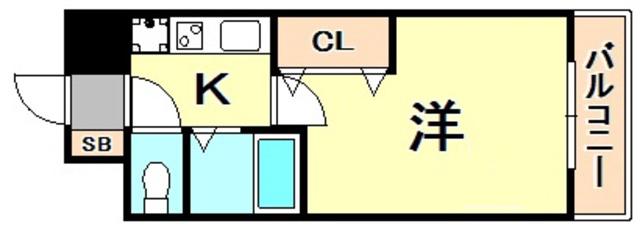 エスリード三宮フラワーロード(1K/13階)の間取り写真