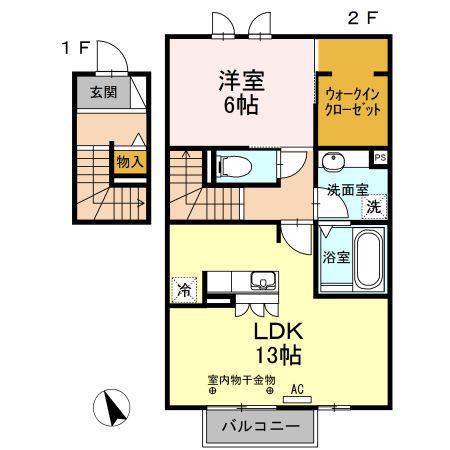プレミアージュ TAKI(1LDK/2階)の間取り写真